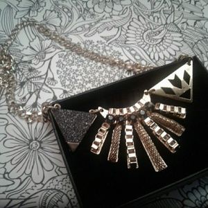 Steve Madden Geometric Black and Goldtone Necklace